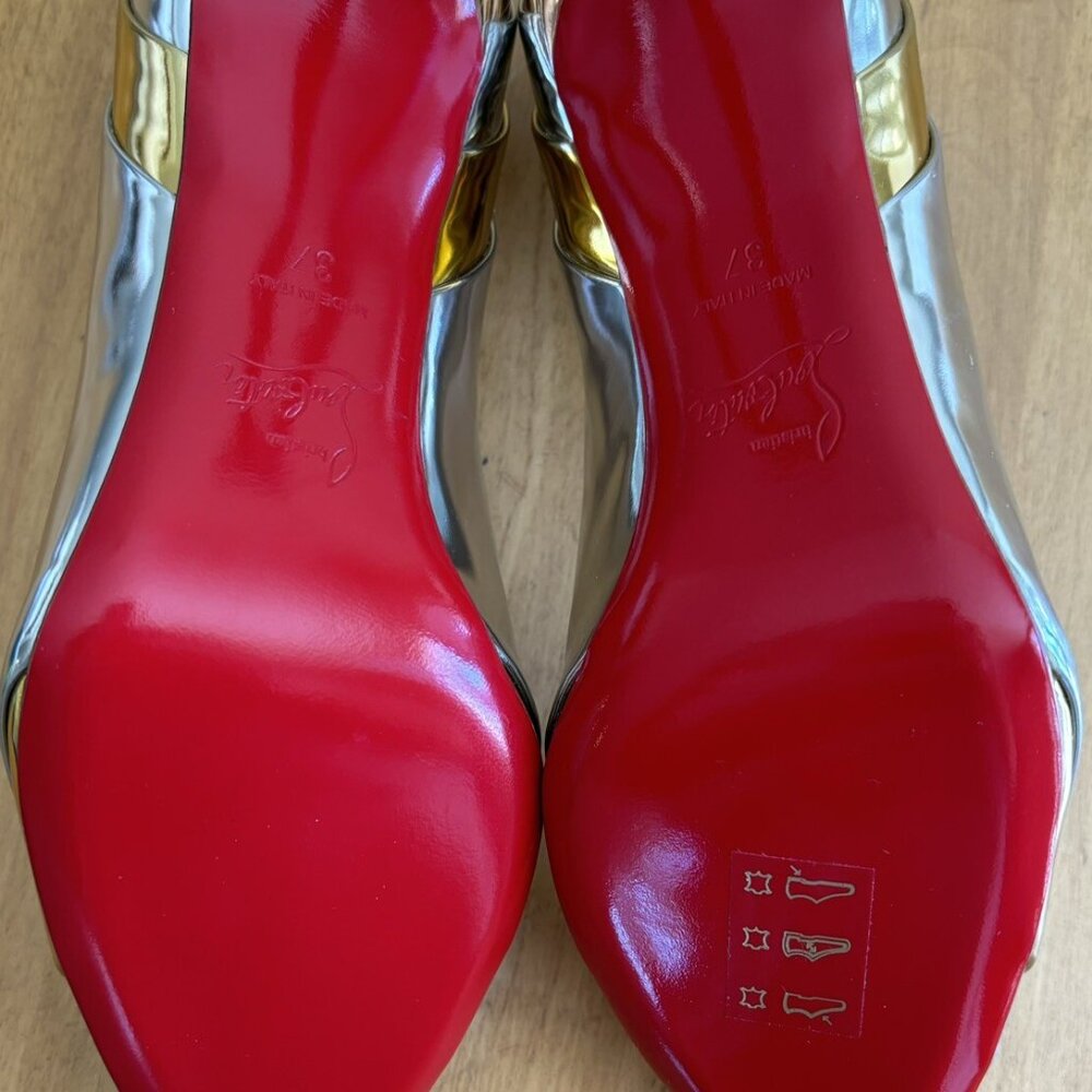 Christian Louboutin Eklectica 85 Gold Silver Specchio Patent Heel Pump - Picture 12 of 13